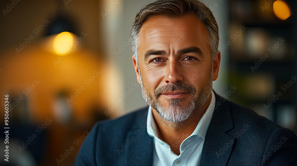 Fototapeta premium Professional portrait of a businessman in a formal setting, conveying confidence, professionalism, and leadership qualities