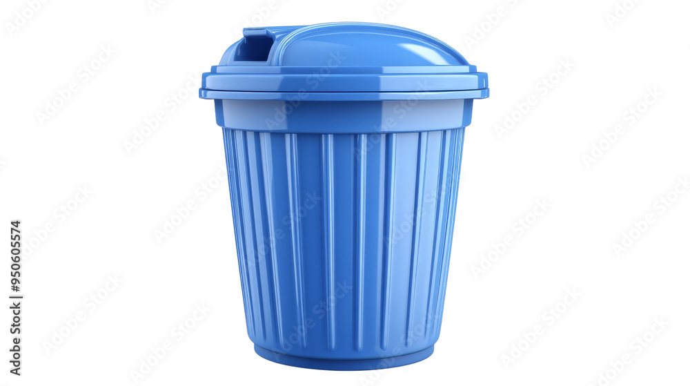 Blue Plastic Trash Can with Lid. Blue Plastic Trash Can with Lid.