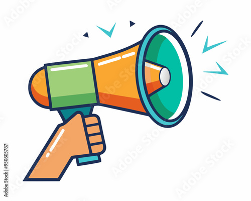 Hand Holding megaphone vector icon, Announcing hand mike illustration on white background