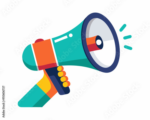 Hand Holding megaphone vector icon, Announcing hand mike illustration on white background