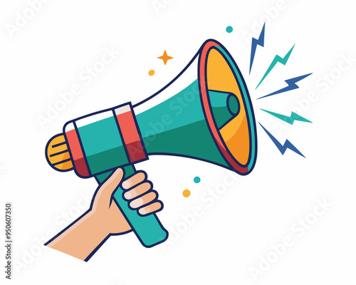 Hand Holding megaphone vector icon, Announcing hand mike illustration on white background