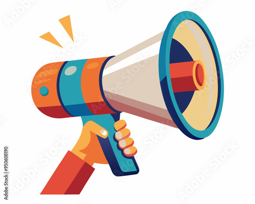 Hand Holding megaphone vector icon, Announcing hand mike illustration on white background