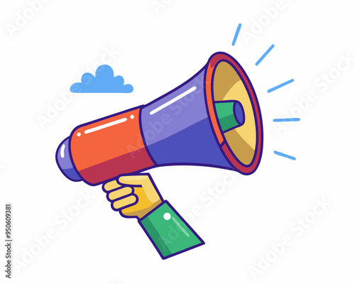 Hand Holding megaphone vector icon, Announcing hand mike illustration on white background