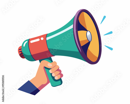 Hand Holding megaphone vector icon, Announcing hand mike illustration on white background