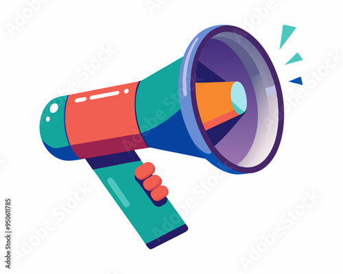 Hand Holding megaphone vector icon, Announcing hand mike illustration on white background