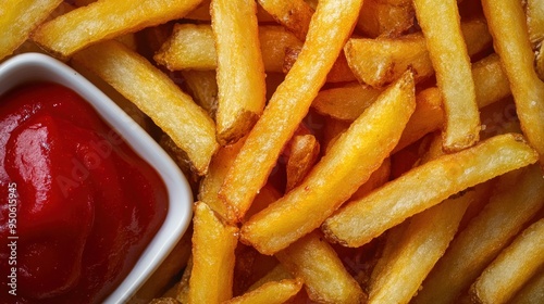 Golden French Fries with Red Sauce