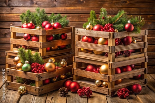 Christmas ornament storage ideas DIY wooden crates rustic country photo