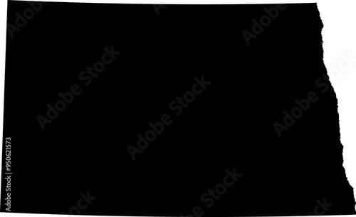 State of North Dakota Silhouette Outline Graphic Design with Transparent Background	