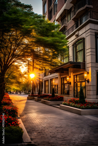 HH Style Represented Through Juxtaposition of Modern Business Complex in Antique Surroundings with Sunset Hues