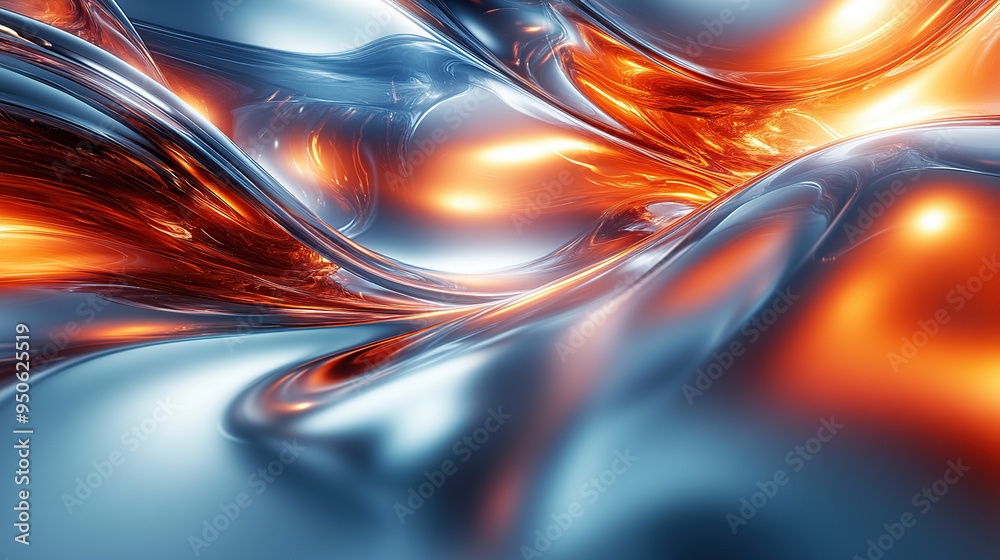 Abstract metallic background with blue and orange hues, creating a dynamic and flowing design. Abstract metallic background with blue and orange hues, creating a dynamic and flowing design.