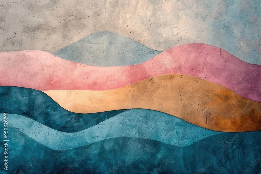 Obraz premium Minimalist abstract art with clean lines and pastel colors, Abstract, Elegance