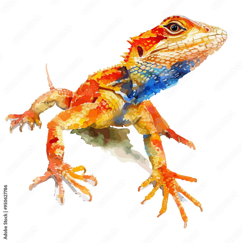 Watercolor painting of Lizard, isolated on a white background, and Lizard vector Watercolor painting of Lizard, isolated on a white background, and Lizard vector
