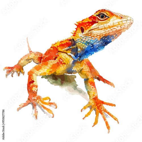 Watercolor painting of Lizard, isolated on a white background, and Lizard vector