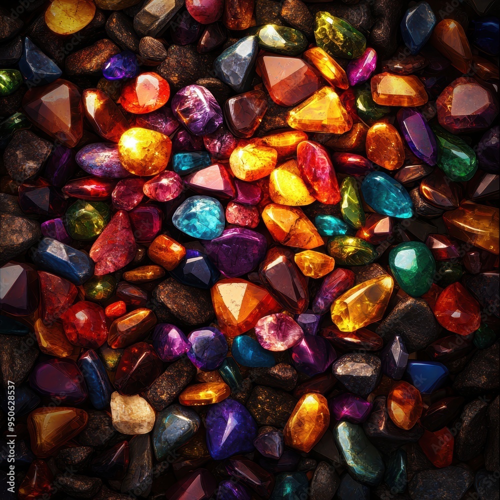 Vibrant Close-up of Multicolored Polished Gemstones Filling Entire Frame in Bright Light Vibrant Close-up of Multicolored Polished Gemstones Filling Entire Frame in Bright Light
