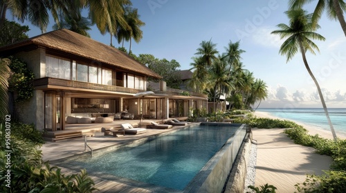 Wallpaper Mural Tropical Villa with Infinity Pool Overlooking the Ocean Torontodigital.ca