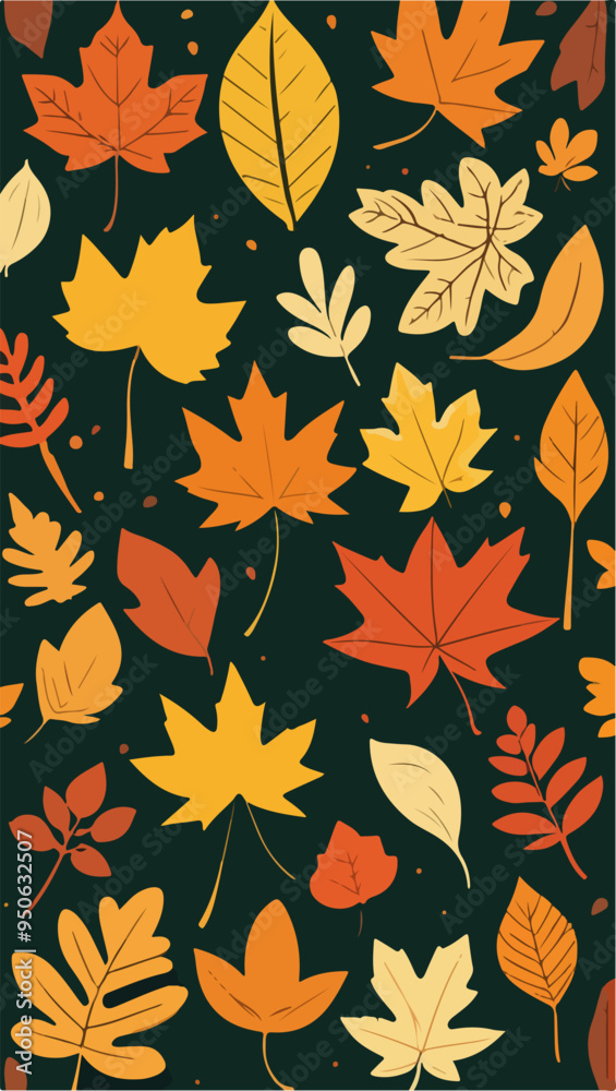 Maple and Oak Leaves Autumn Pattern Maple and Oak Leaves Autumn Pattern