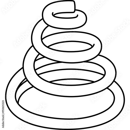 Non-linear conical coil spring. Vector outline illustration.