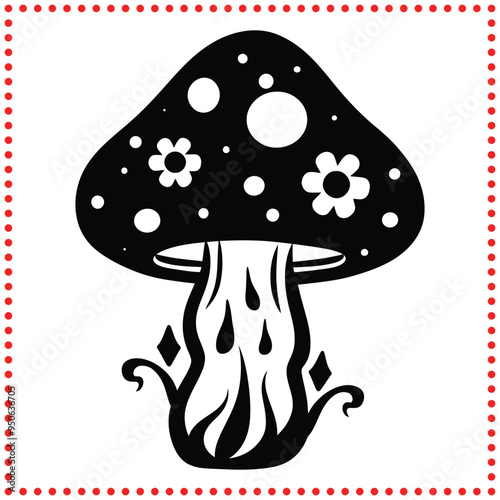 Mystical Cosmic Mushroom Vector for Surreal and Imaginative Designs