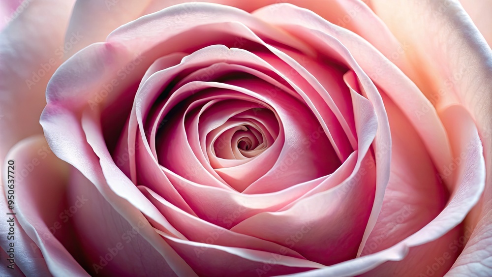 Delicate petals and tender folds of a velvety soft pink rose are captured in exquisite detail in this stunning close-up macro photography shot.