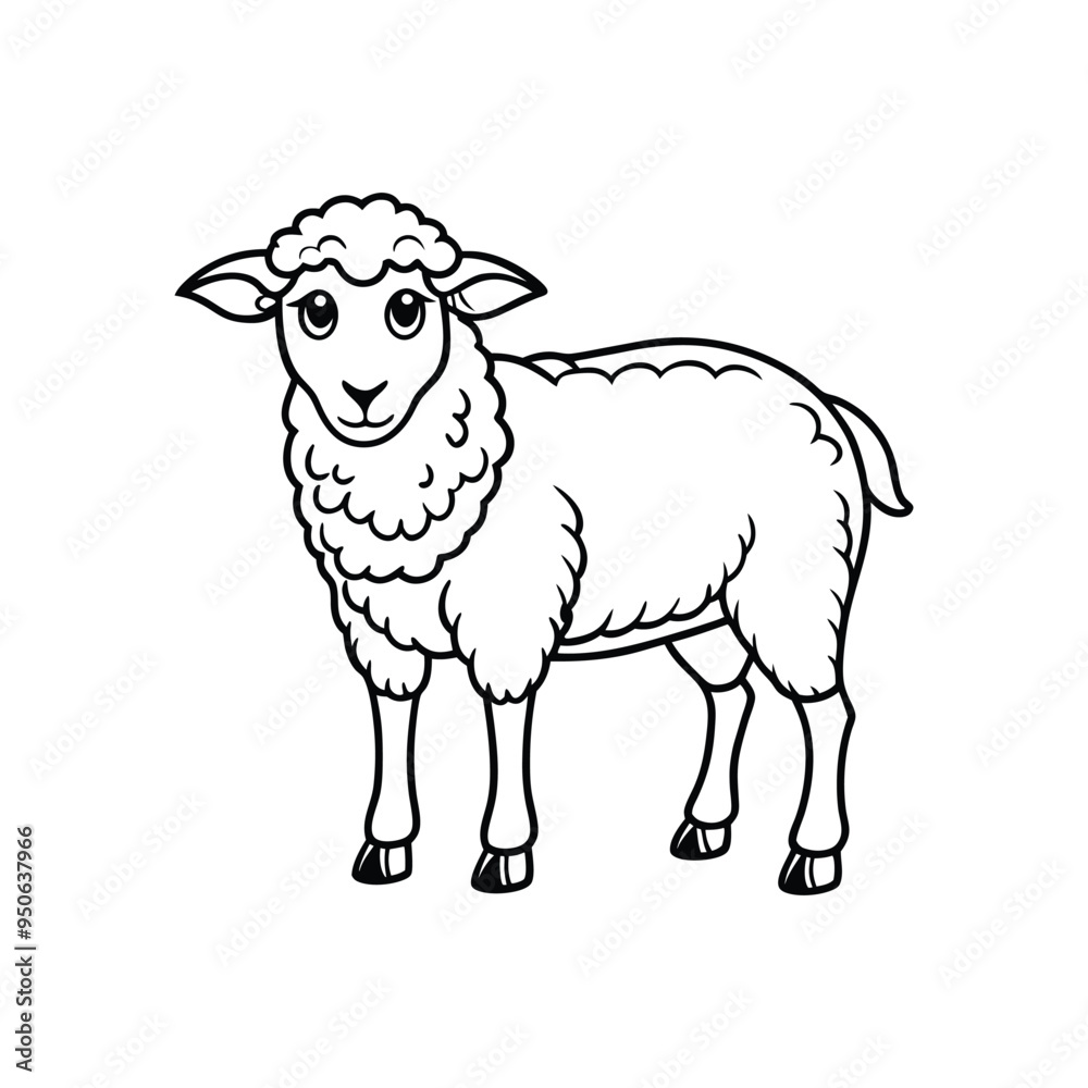 Sheep lineout icon illustration on white and black background.