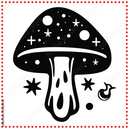 Cosmic Mushroom Vector for Creative and Celestial Themed Projects