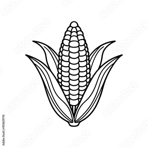 Corn  Vegetables symbol vector lineout   on white background.