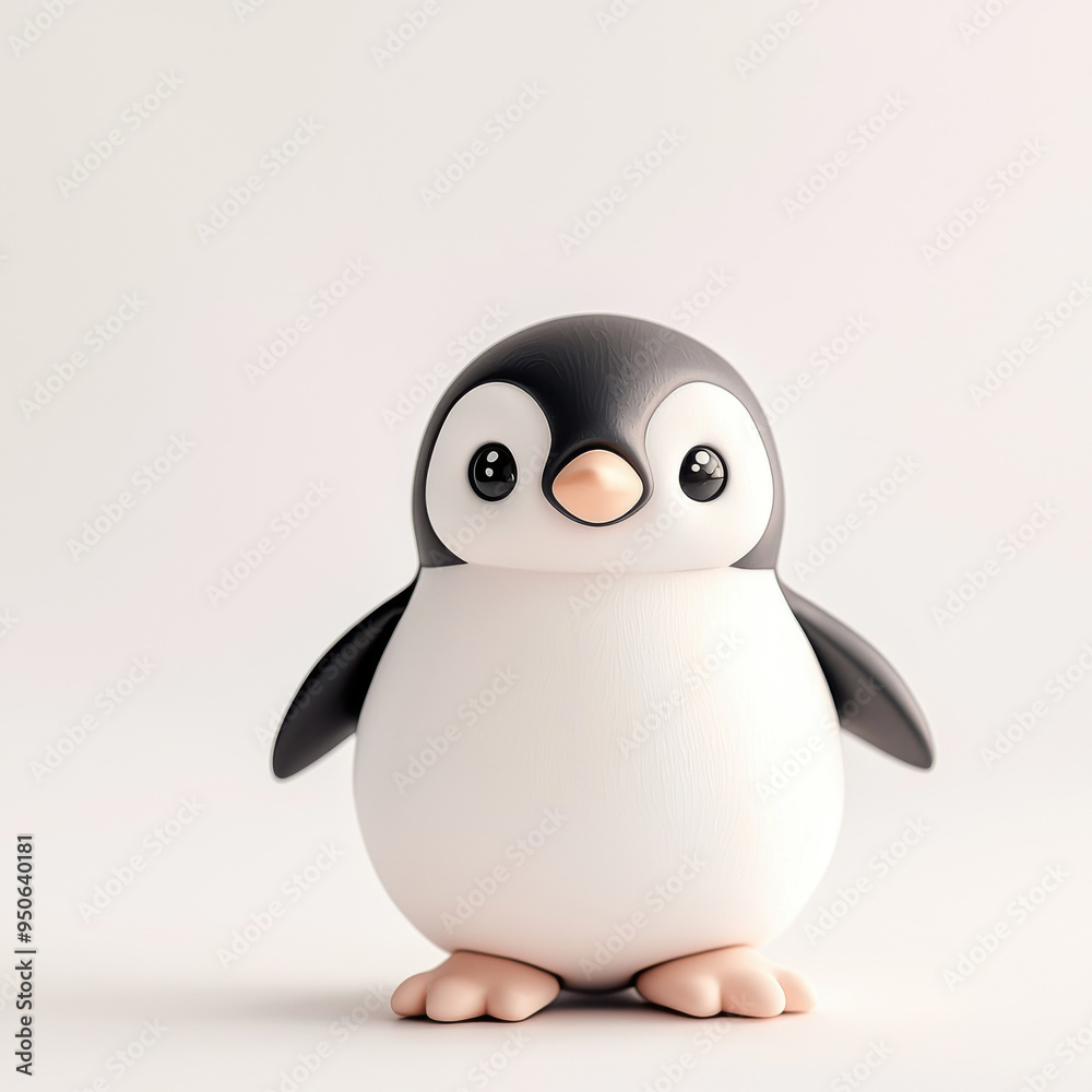 Fototapeta premium A cute, cartoon-style penguin figure, perfect for children's designs and playful themes. Adorable and charming with bright features.