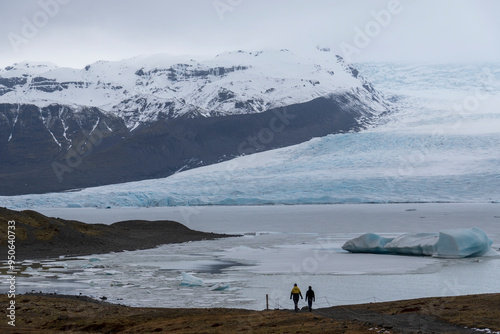 Beautiful Iceland winter season natural landscape over Vatnajokull  glacier  Fjallsarlon iceberg lagoon South of Iceland photo