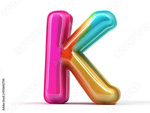 K Vibrant, 3D, colorful depiction of adorable alphabet characters must be lively and vibrant