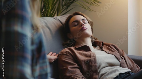 Therapist Uses Hypnosis to Heal Woman's Mental Issues in a Relaxing Therapy Session Setting