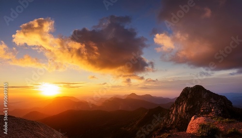 timelapse of mountain horizon at sunset with passing clouds golden hour