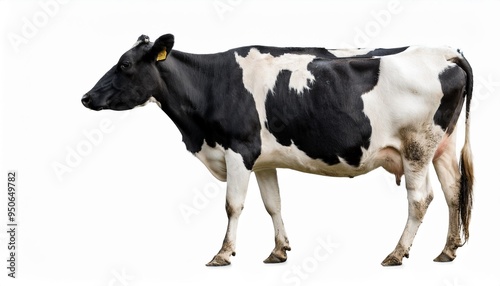 black and white dairy cow isolated on white background