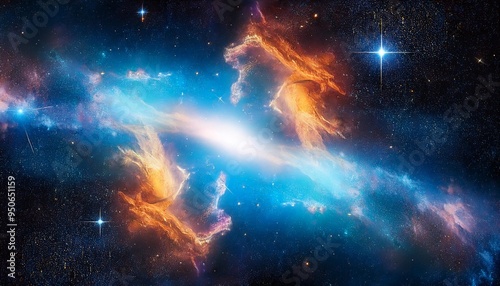 illustration of a space cosmic background of supernova nebula and stars