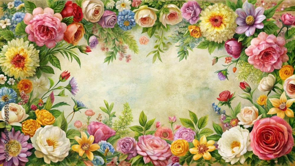 Flower+border+canvas+art Flower+border+canvas+art