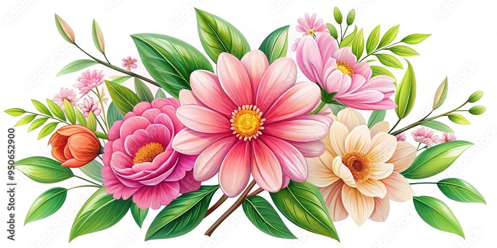 Fototapeta premium fresh botanical flower illustration vector design