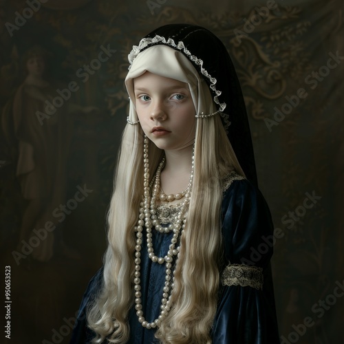 A portrait of medieval beautiful girl photo