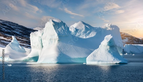 big icebergs in ilulissat icefjord greenland photo