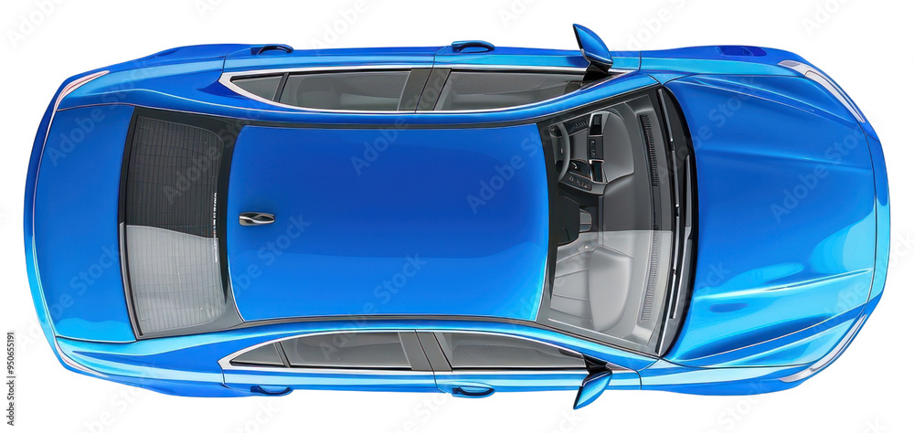 PNG Sleek blue car overhead view PNG Sleek blue car overhead view