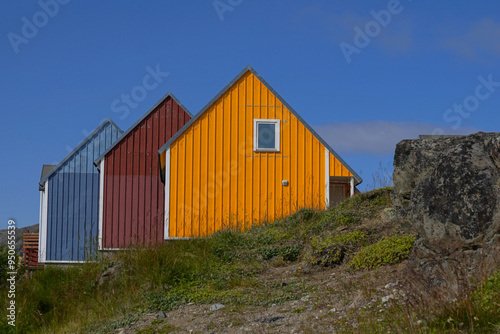 Cuadro en lienzo Row of colorful houses in Greenland
