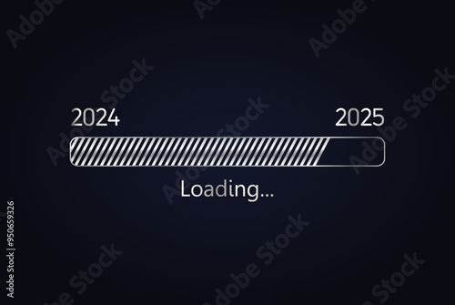 Loading indicator from 2024 to 2025, silver vector design