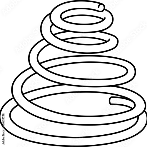 Conical compression coil spring. Vector outline illustration.