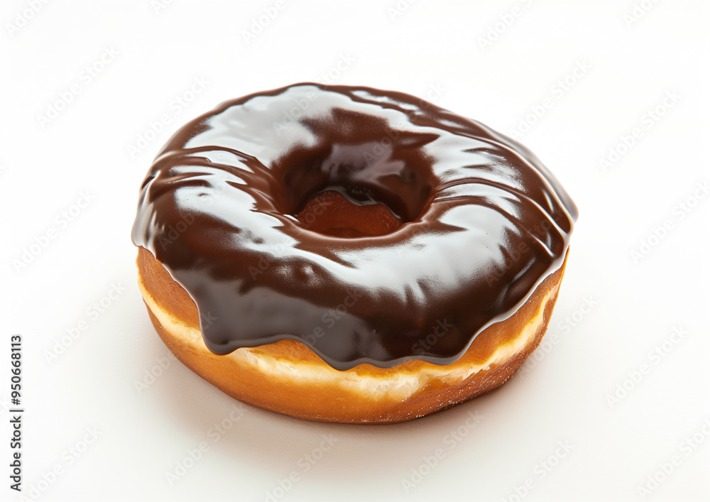Classic chocolate glazed donut on white background Classic chocolate glazed donut on white background