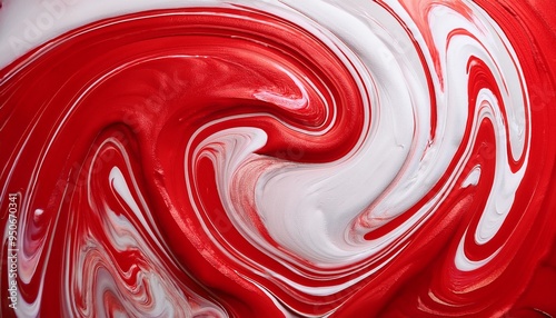 swirling red and white paint blend on textured wall creating abstract background with vibrant colors and modern elegance high resolution image captures artistic flair of mixing process