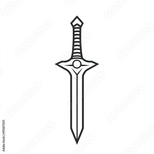 Kunai Outline. Ninja Culture in Asian Style Graphic Illustration photo