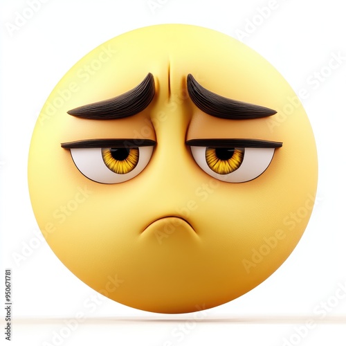 A sad emoji with furrowed brows and a downturned mouth. A yellow emoji with  unblinking eyes stares intensely, eyebrows furrowed in a deep frown.  photo