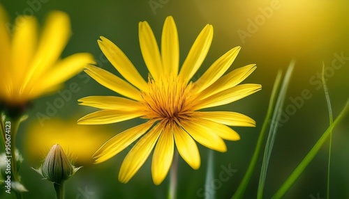 meadow salsify tragopogon pratensis yellow flower closeup selective focus photo