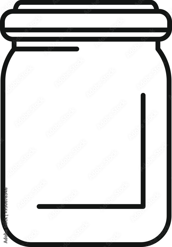 This simple line icon represents an empty glass jar, ideal for projects related to food storage, canning, or homemade goods This simple line icon represents an empty glass jar, ideal for projects related to food storage, canning, or homemade goods