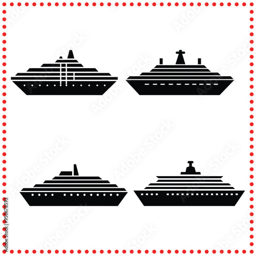Minimalist Cruise Ship Icon for Vacation Brochures