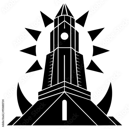 Solstice Tower silhouette vector art illustration
