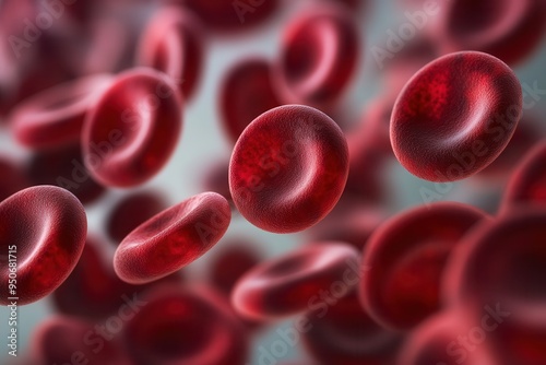 Close-up view of red blood cells in motion, illustrating the vital role they play in the circulatory system.